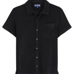 Outlet Vilebrequin Unisex Terry Bowling Shirt Solid Black/Black