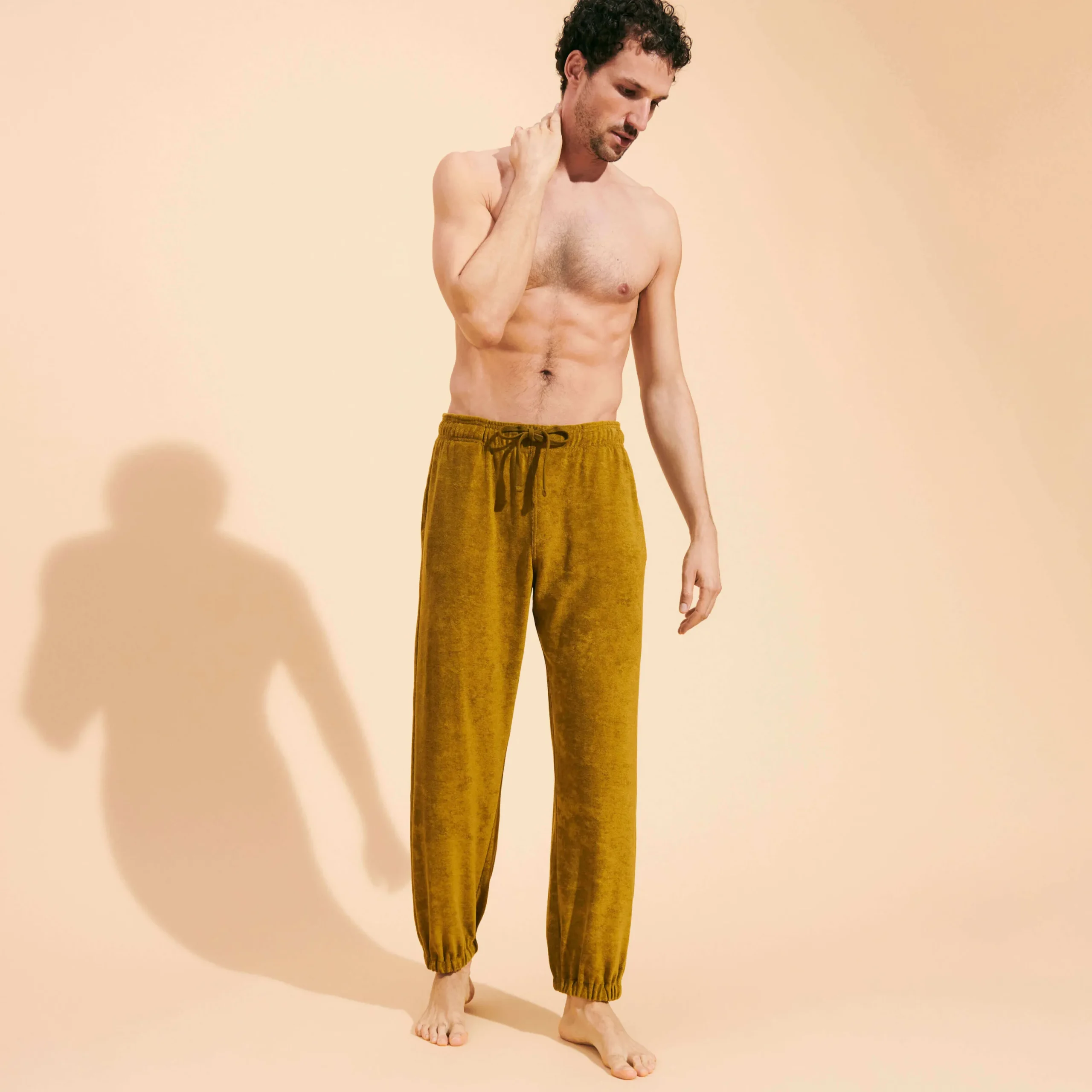 Clearance Vilebrequin Unisex Terry Pants Solid Bark/Beige