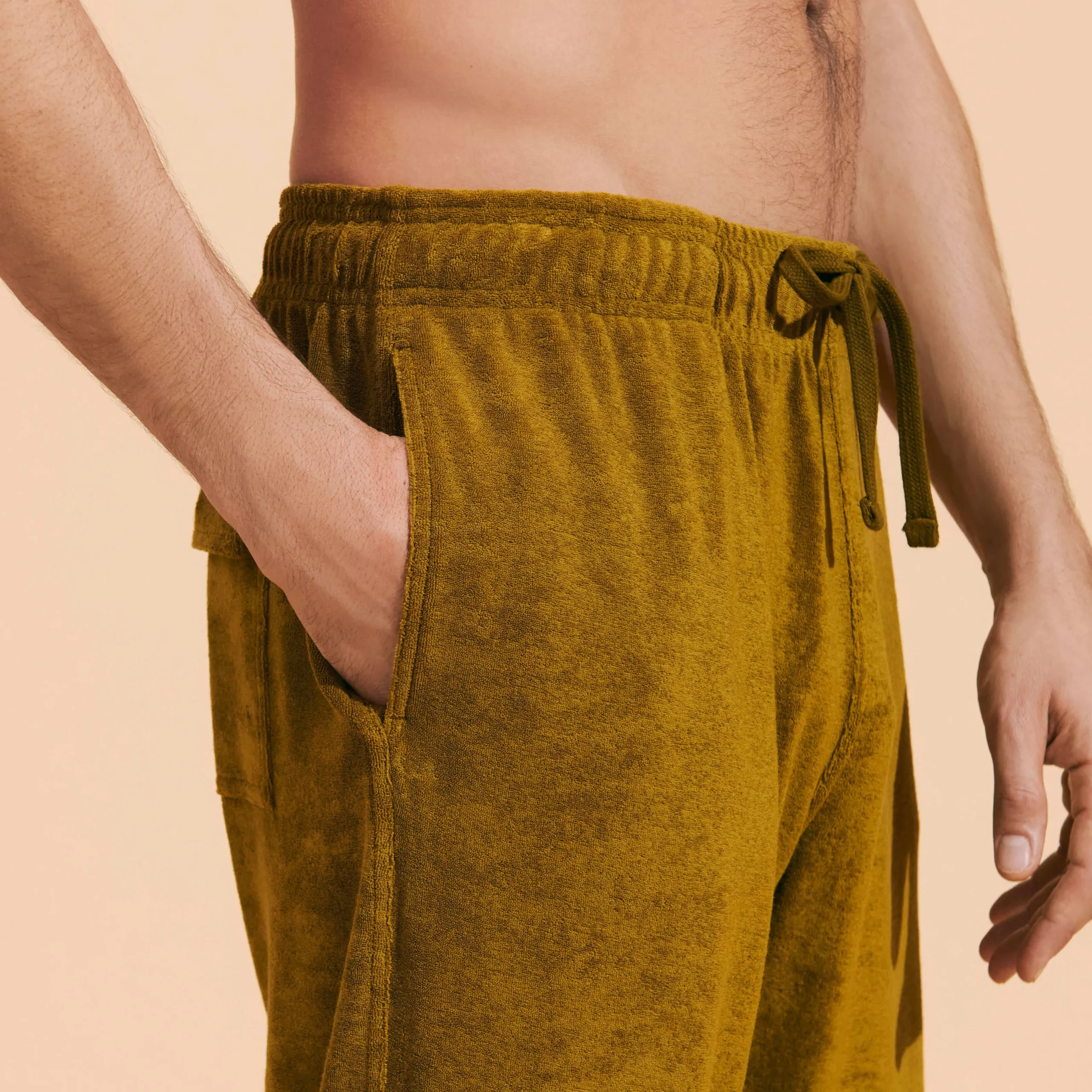 Clearance Vilebrequin Unisex Terry Pants Solid Bark/Beige