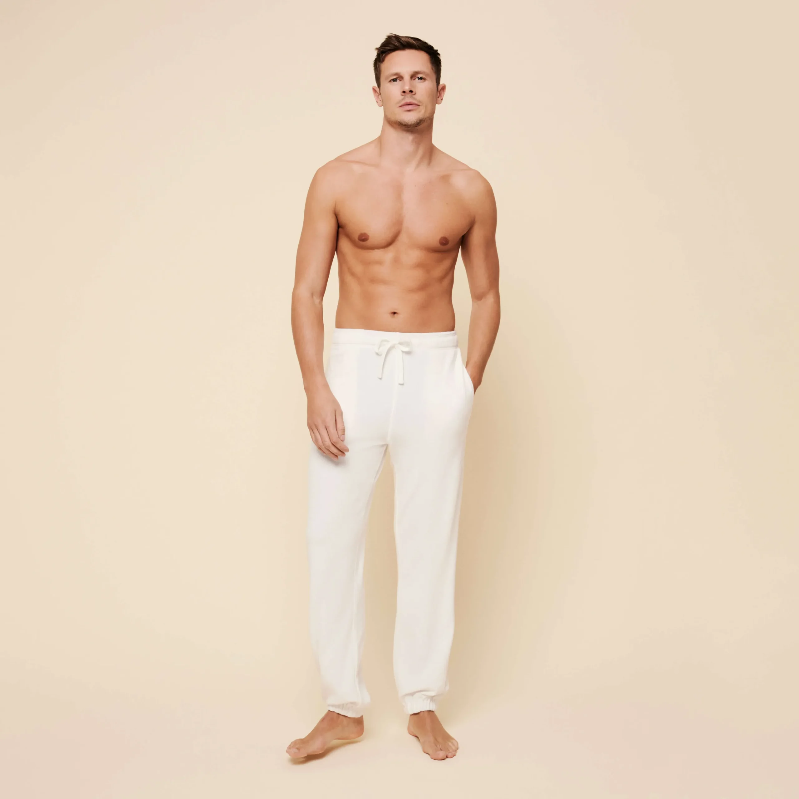 Shop Vilebrequin Unisex Terry Pants Solid Chalk/Beige