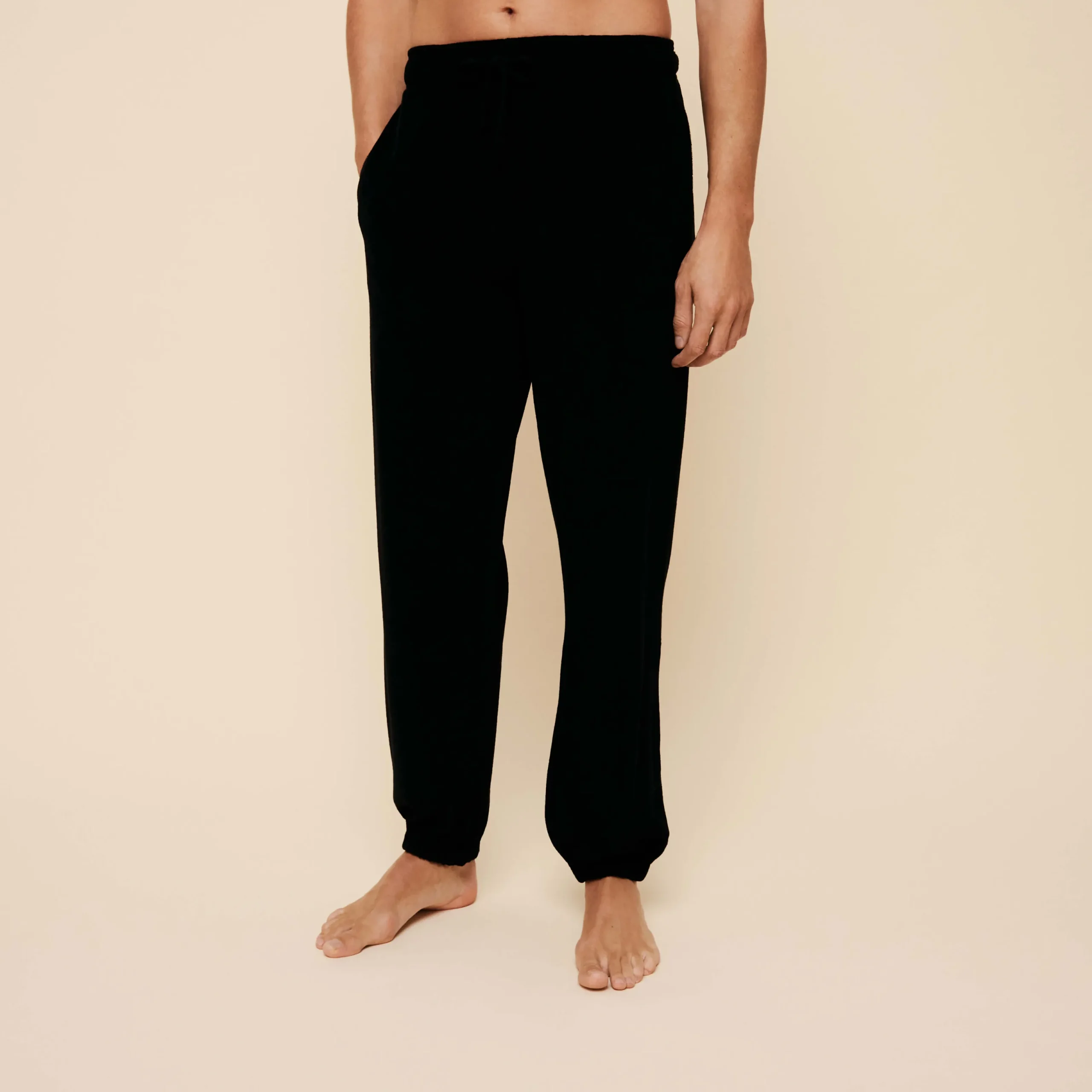 Shop Vilebrequin Unisex Terry Pants Solid Black/Black