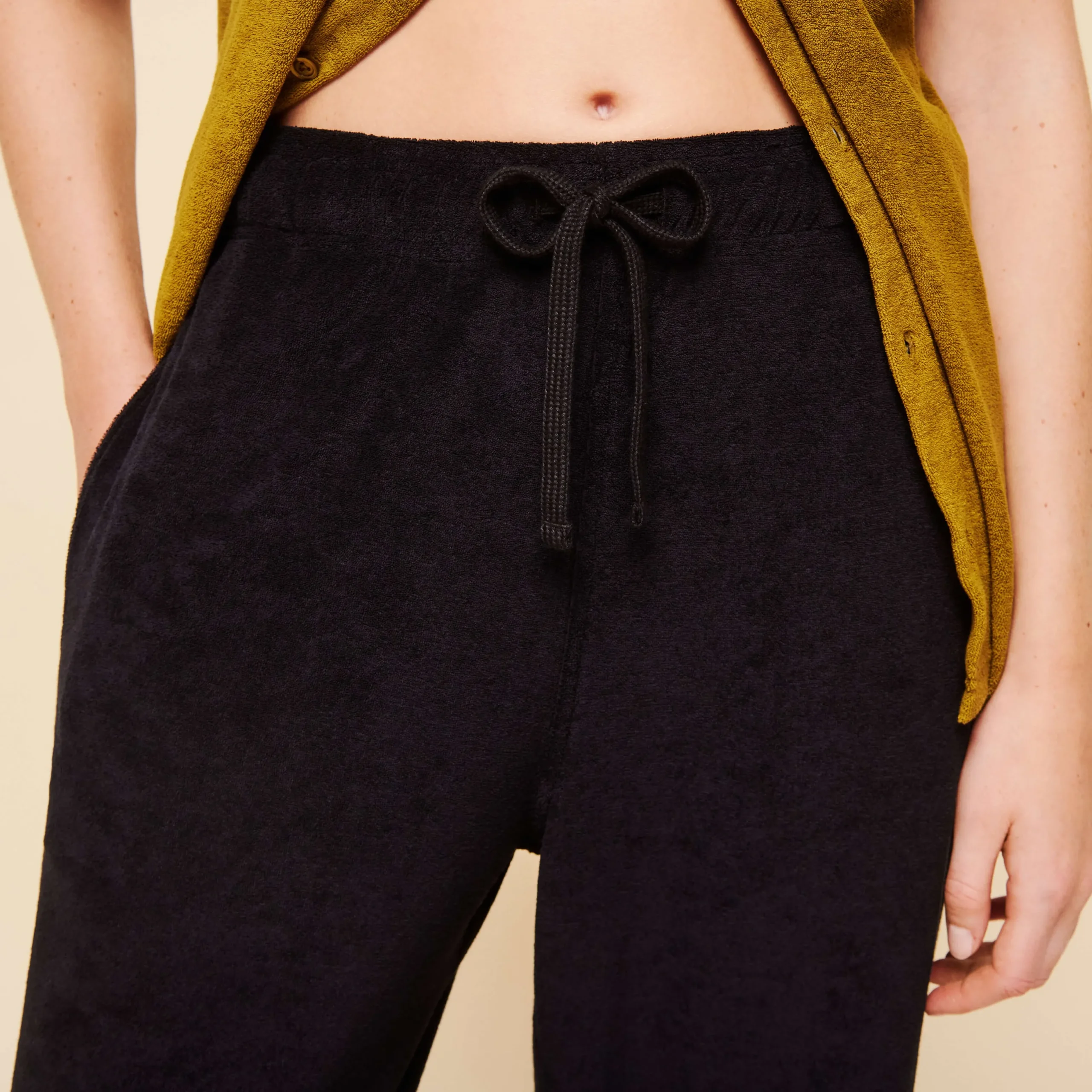 Shop Vilebrequin Unisex Terry Pants Solid Black/Black