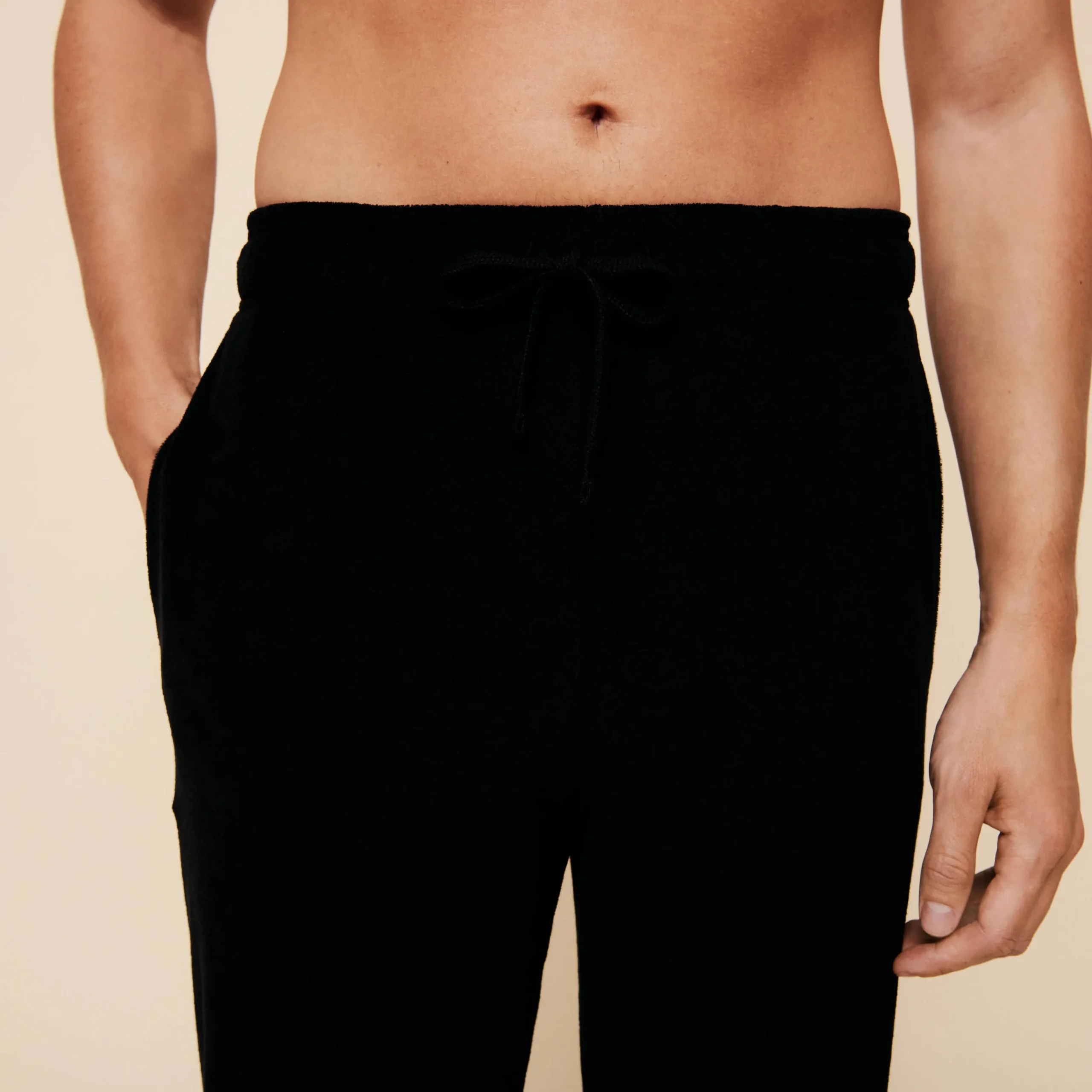 Shop Vilebrequin Unisex Terry Pants Solid Black/Black