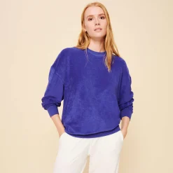 Outlet Vilebrequin Unisex Terry Sweatshirt Solid Purple Blue/Blue