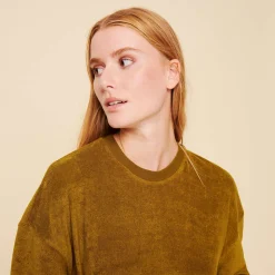 New Vilebrequin Unisex Terry Sweatshirt Solid Bark/Beige