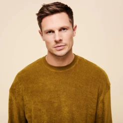 New Vilebrequin Unisex Terry Sweatshirt Solid Bark/Beige