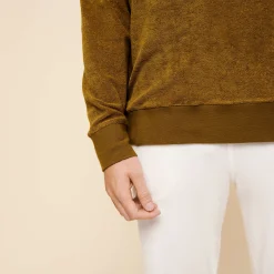 New Vilebrequin Unisex Terry Sweatshirt Solid Bark/Beige