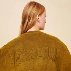 New Vilebrequin Unisex Terry Sweatshirt Solid Bark/Beige