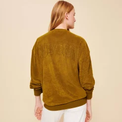 New Vilebrequin Unisex Terry Sweatshirt Solid Bark/Beige