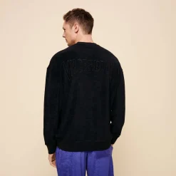 Best Vilebrequin Unisex Terry Sweatshirt Solid Black/Black