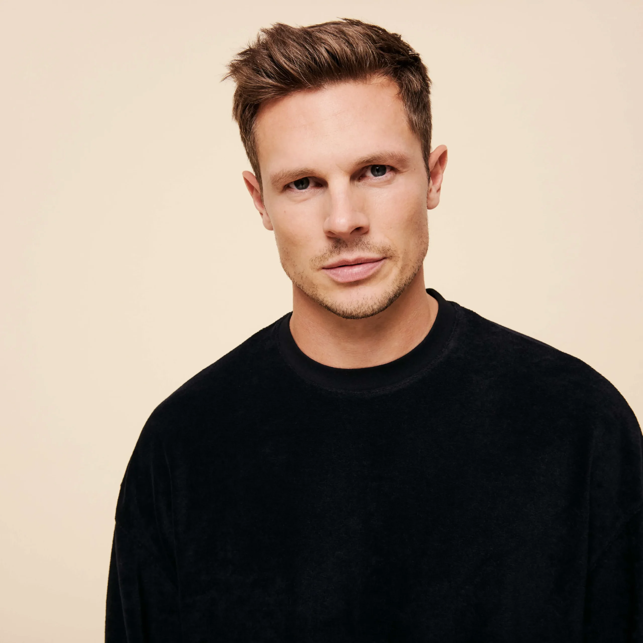 Best Vilebrequin Unisex Terry Sweatshirt Solid Black/Black