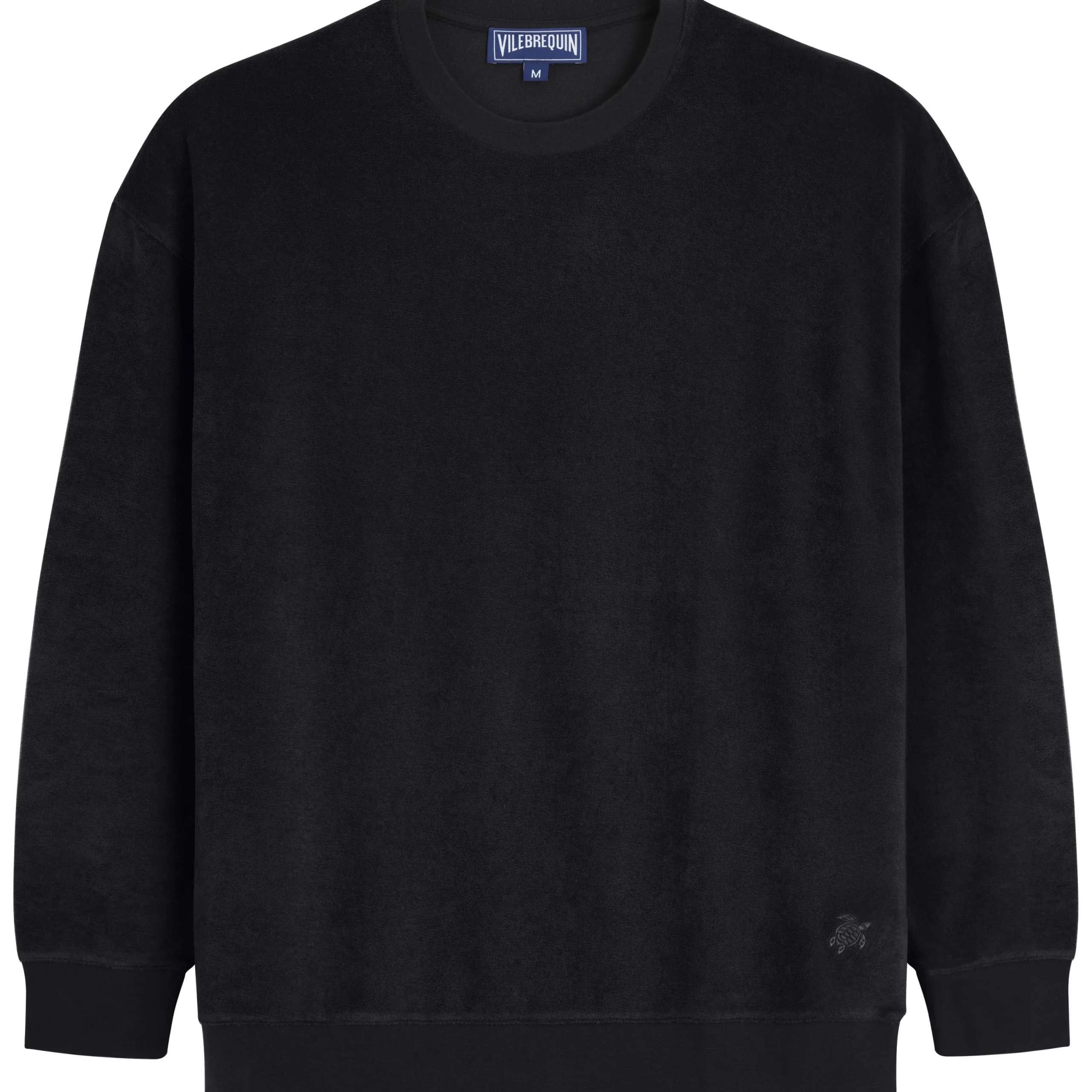 Best Vilebrequin Unisex Terry Sweatshirt Solid Black/Black