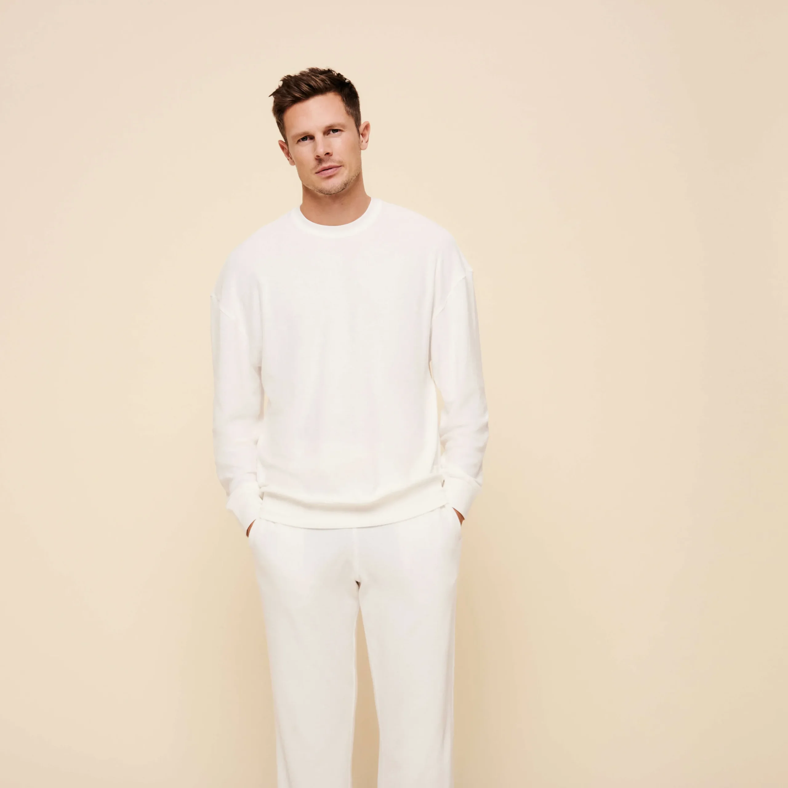 Shop Vilebrequin Unisex Terry Sweatshirt Solid Chalk/Beige