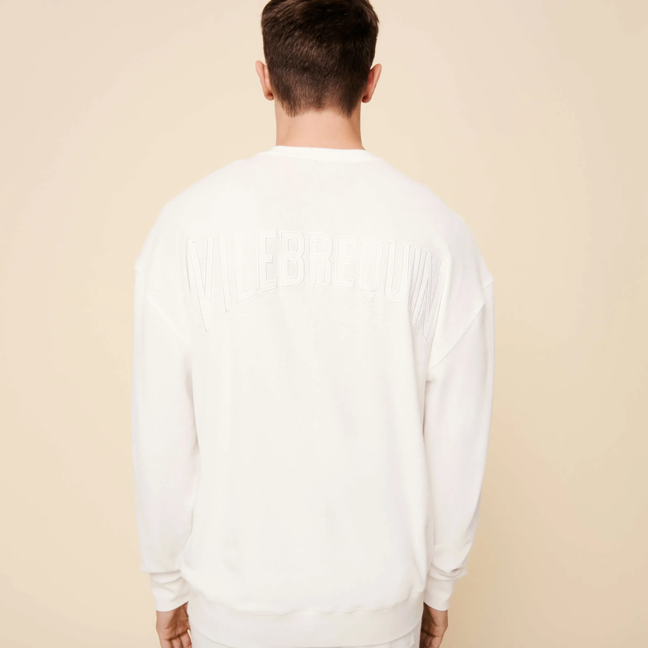 Shop Vilebrequin Unisex Terry Sweatshirt Solid Chalk/Beige