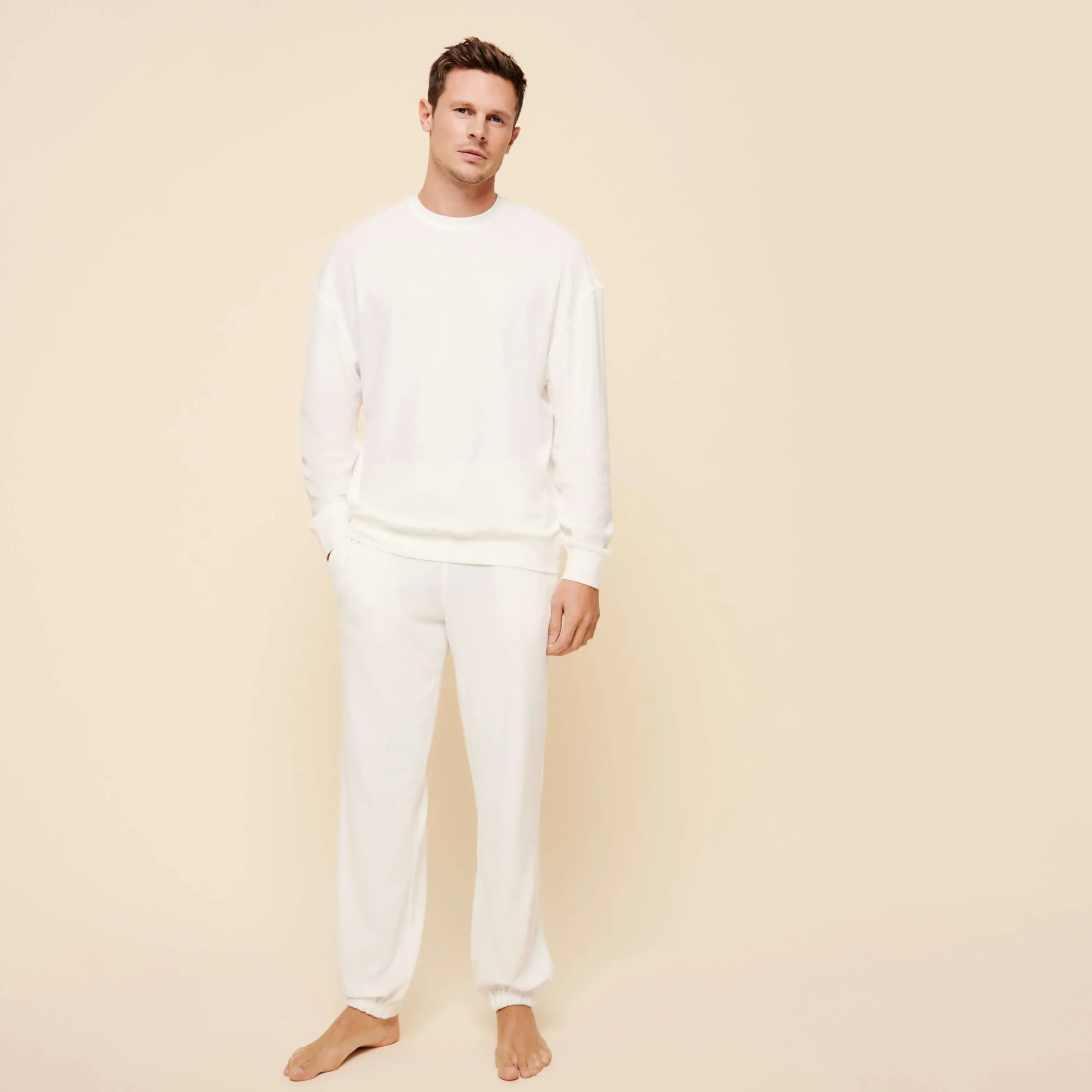 Shop Vilebrequin Unisex Terry Sweatshirt Solid Chalk/Beige