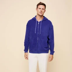 Store Vilebrequin Unisex Terry Sweatshirt Solid Purple Blue/Blue