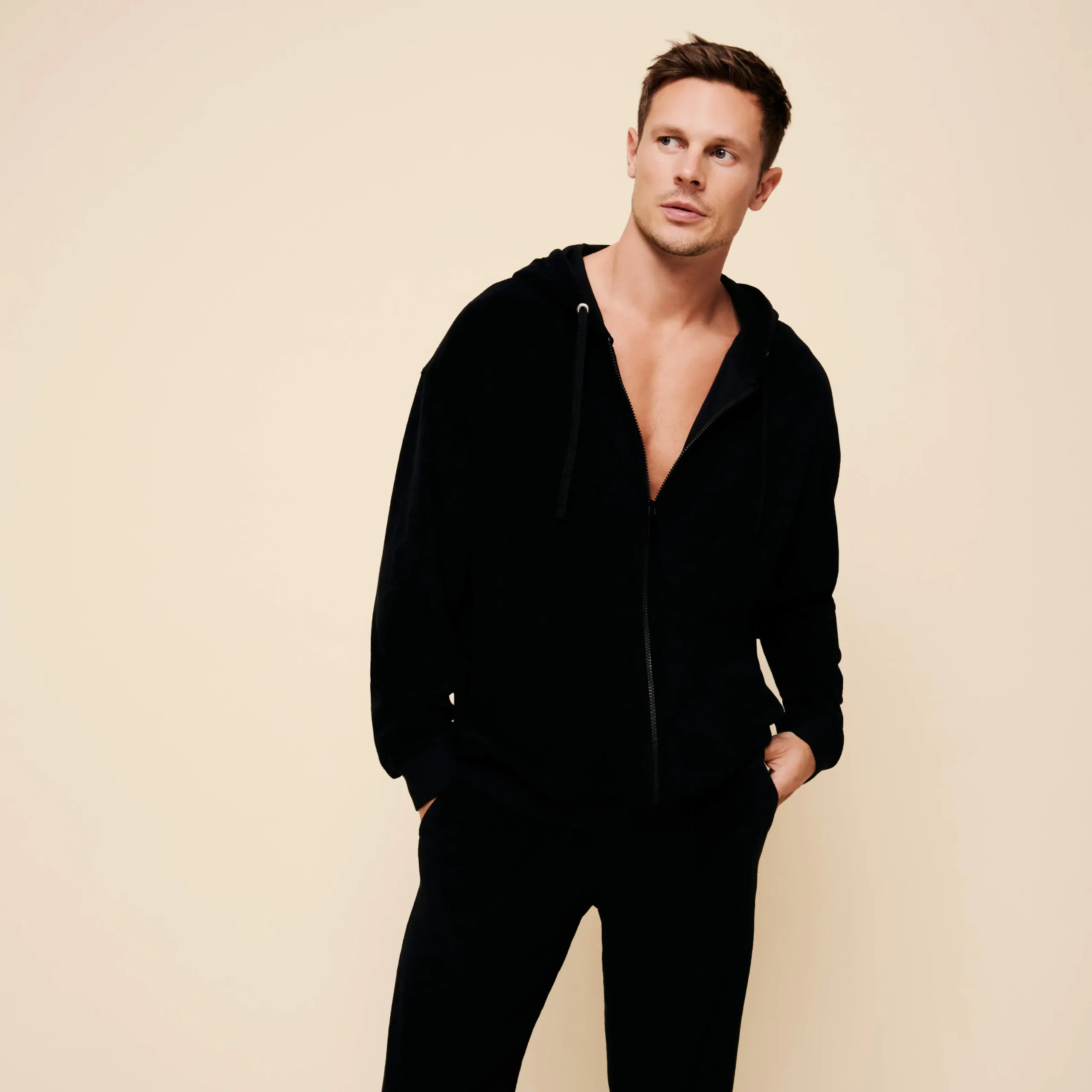 Cheap Vilebrequin Unisex Terry Sweatshirt Solid Black/Black