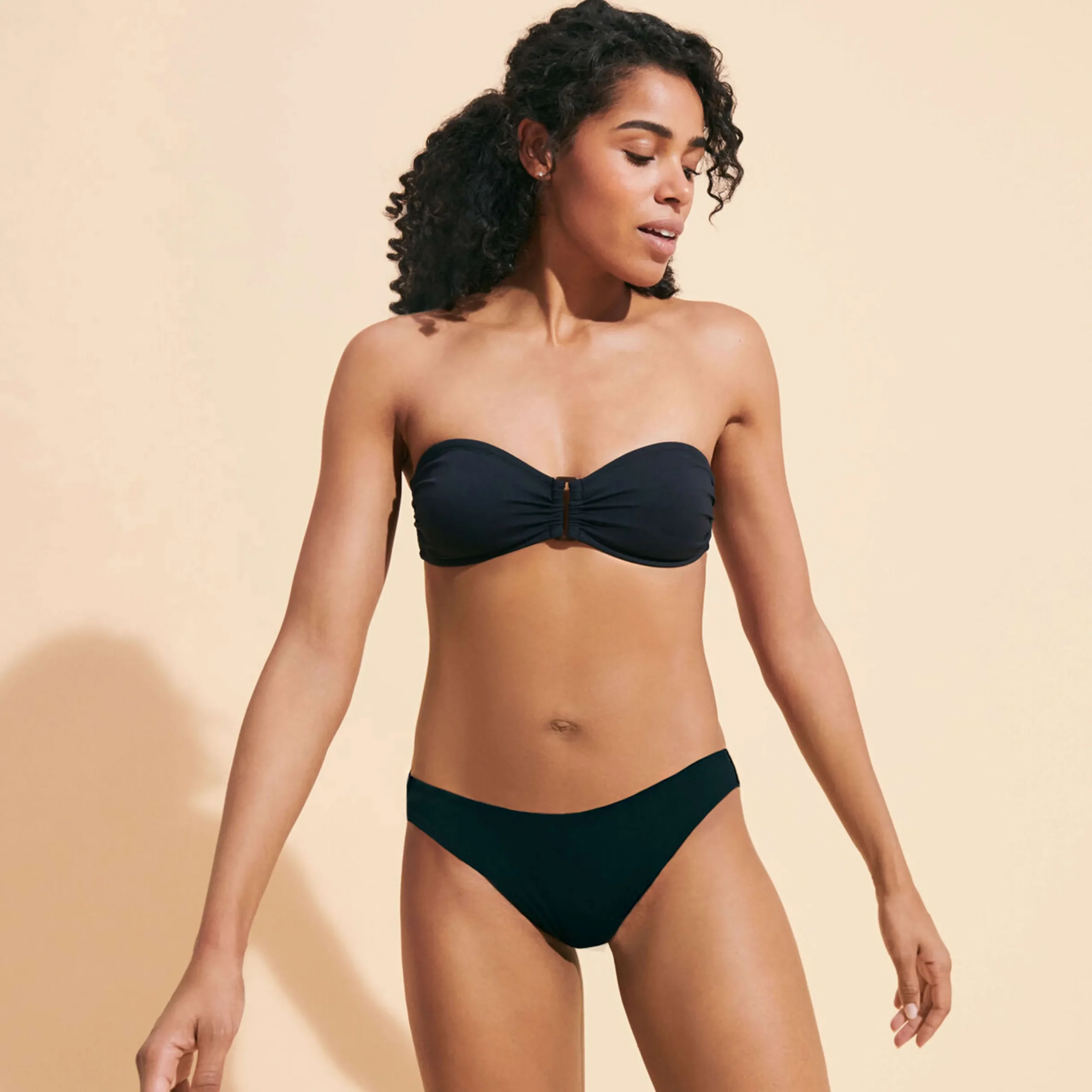 Hot Vilebrequin Women Bikini Bottom Midi Brief Solid Black/Black