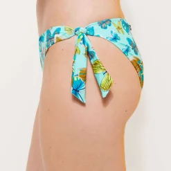 Fashion Vilebrequin Women Bikini Bottom Mini Brief To Be Tied Butterflies Lagoon/Blue