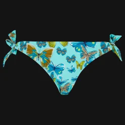 Fashion Vilebrequin Women Bikini Bottom Mini Brief To Be Tied Butterflies Lagoon/Blue