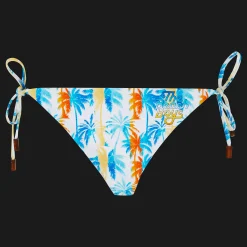 Best Sale Vilebrequin Women Bikini Bottom To Be Tied Palms & Stripes - X The Beach Boys White/White