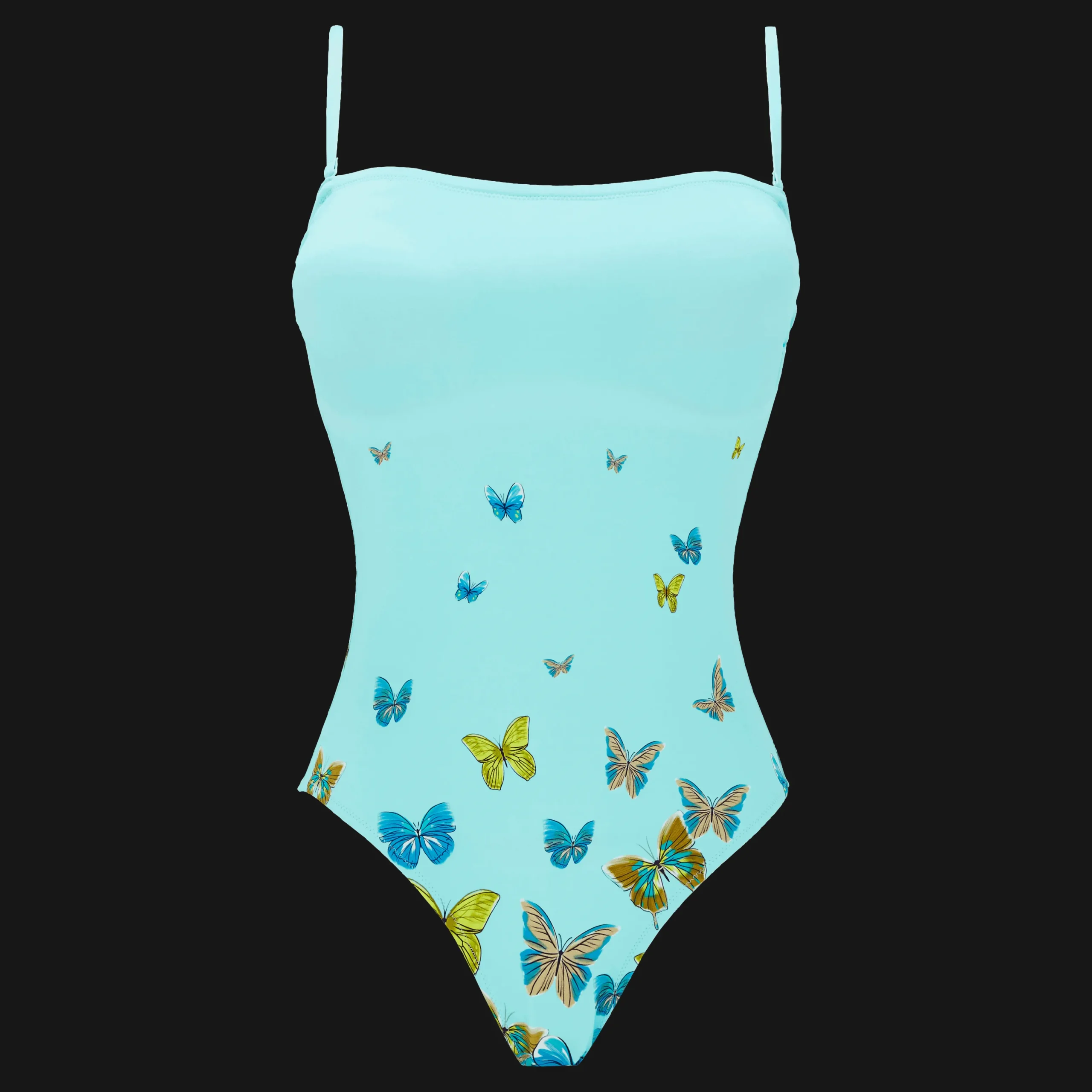 Sale Vilebrequin Women Bustier One-Piece Swimsuit Butterflies Lagoon/Blue