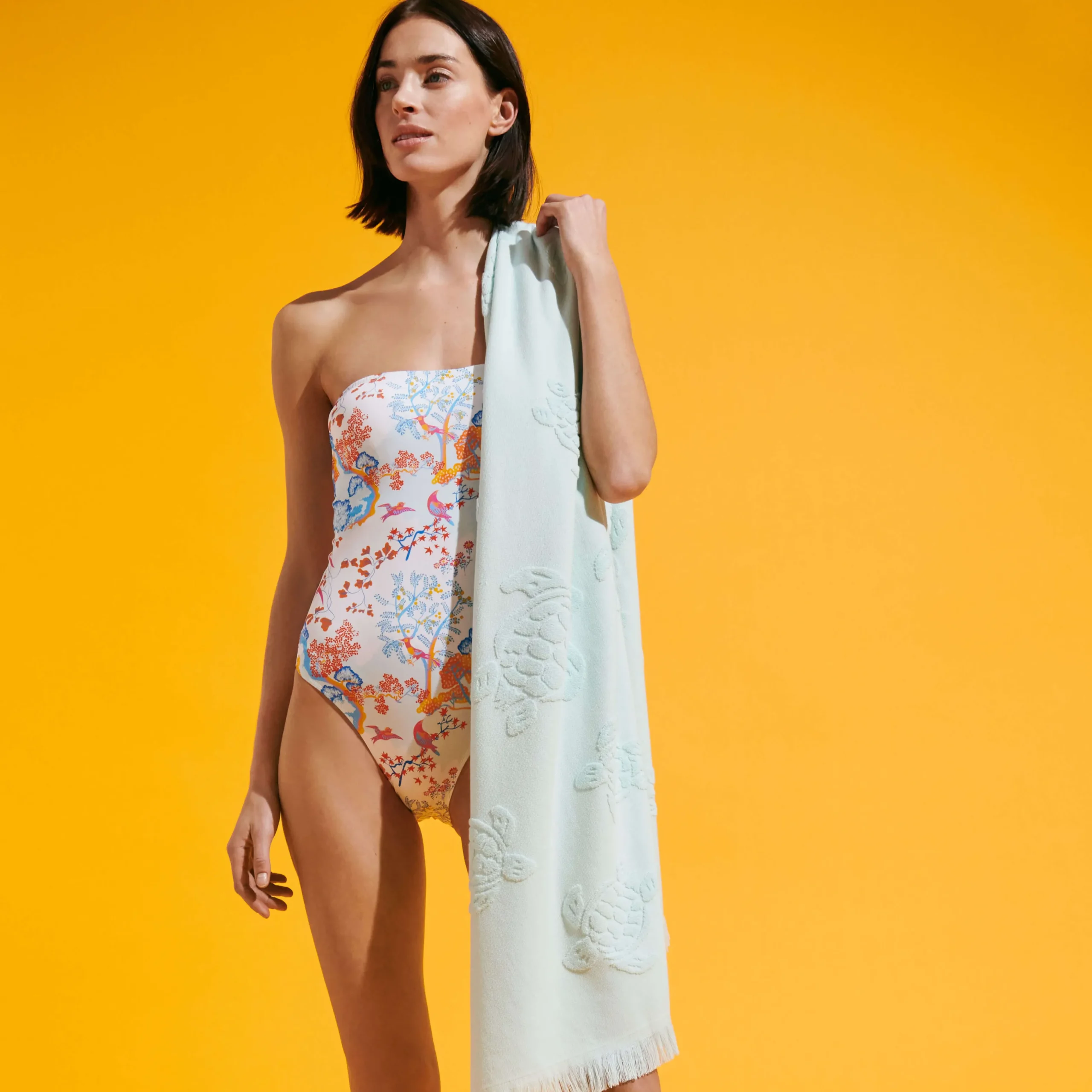 Store Vilebrequin Women Bustier One-Piece Swimsuit Peaceful Trees White/White