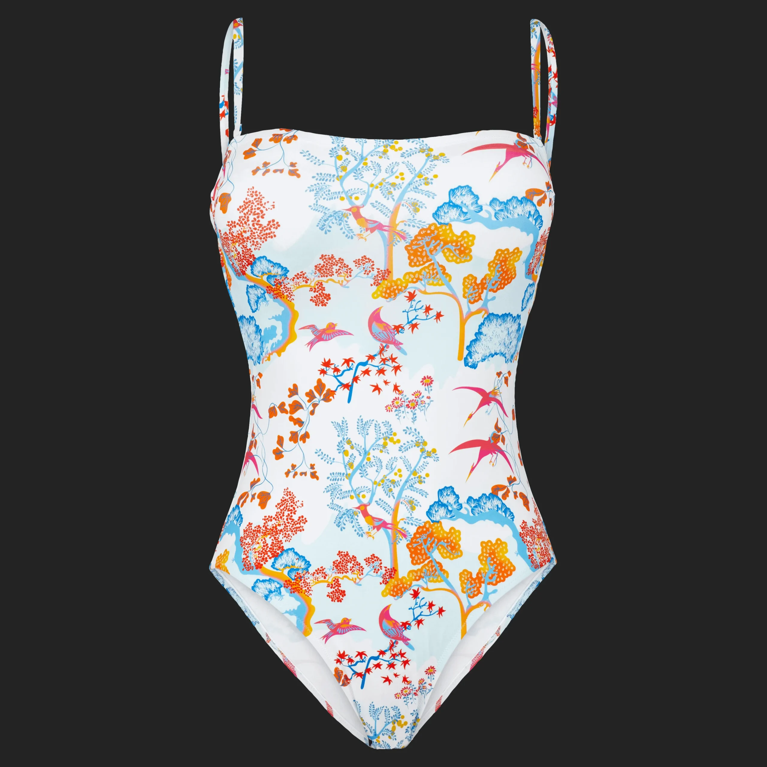 Store Vilebrequin Women Bustier One-Piece Swimsuit Peaceful Trees White/White
