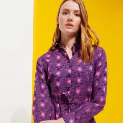 Store Vilebrequin Women Cotton Shirt Dress Hypno Shell Navy/Blue