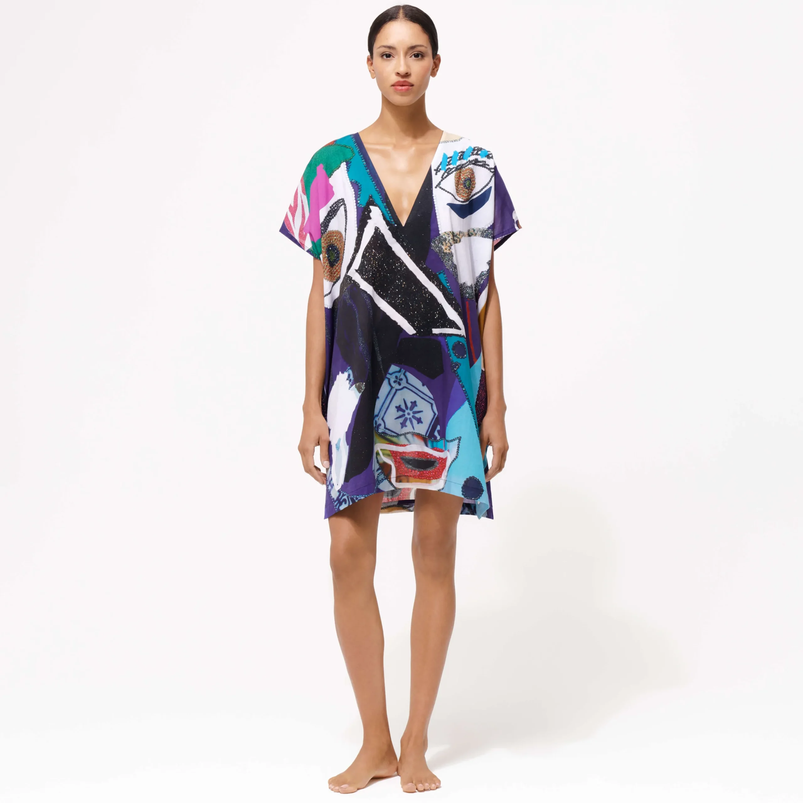 Shop Vilebrequin Women Cotton Voile Maxi Dress Envoutement - X Deux Femmes Noires Purple Blue/Blue