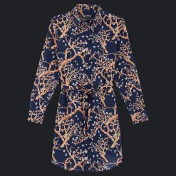 Hot Vilebrequin Women Cotton Voile Shirt Dress Sweet Blossom Navy/Blue