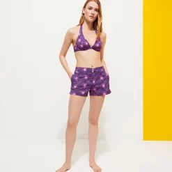 Fashion Vilebrequin Women Flatbelt Swim Short Hypno Shell Navy/Blue