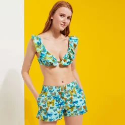 Outlet Vilebrequin Women Flatbelt Swimshort Butterflies Lagoon/Blue