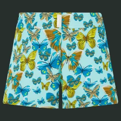 Outlet Vilebrequin Women Flatbelt Swimshort Butterflies Lagoon/Blue