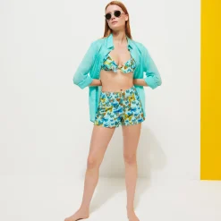 Shop Vilebrequin Women Halter Bikini Top Butterflies Lagoon/Blue