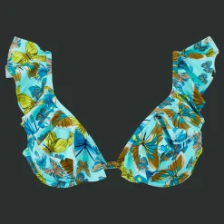 Shop Vilebrequin Women Halter Bikini Top Butterflies Lagoon/Blue