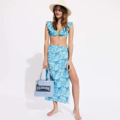 Best Vilebrequin Women Halter Bikini Top Flowers Tie & Dye Navy/Blue