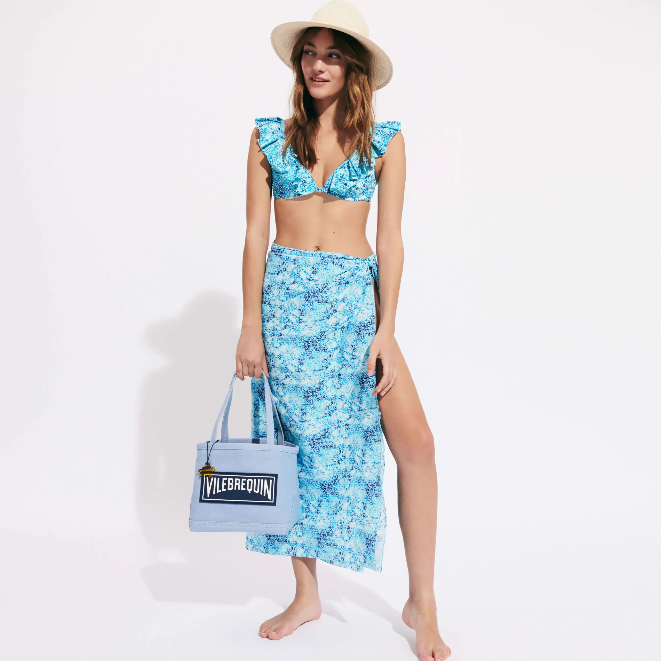 Best Vilebrequin Women Halter Bikini Top Flowers Tie & Dye Navy/Blue