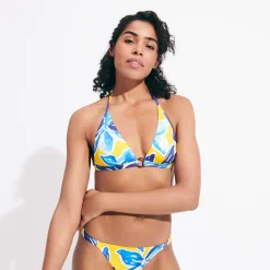 Clearance Vilebrequin Women Halter Bikini Top Raiatea Sun/Yellow