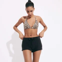 Store Vilebrequin Women Halter Bikini Top Turtles Leopard Straw/Yellow