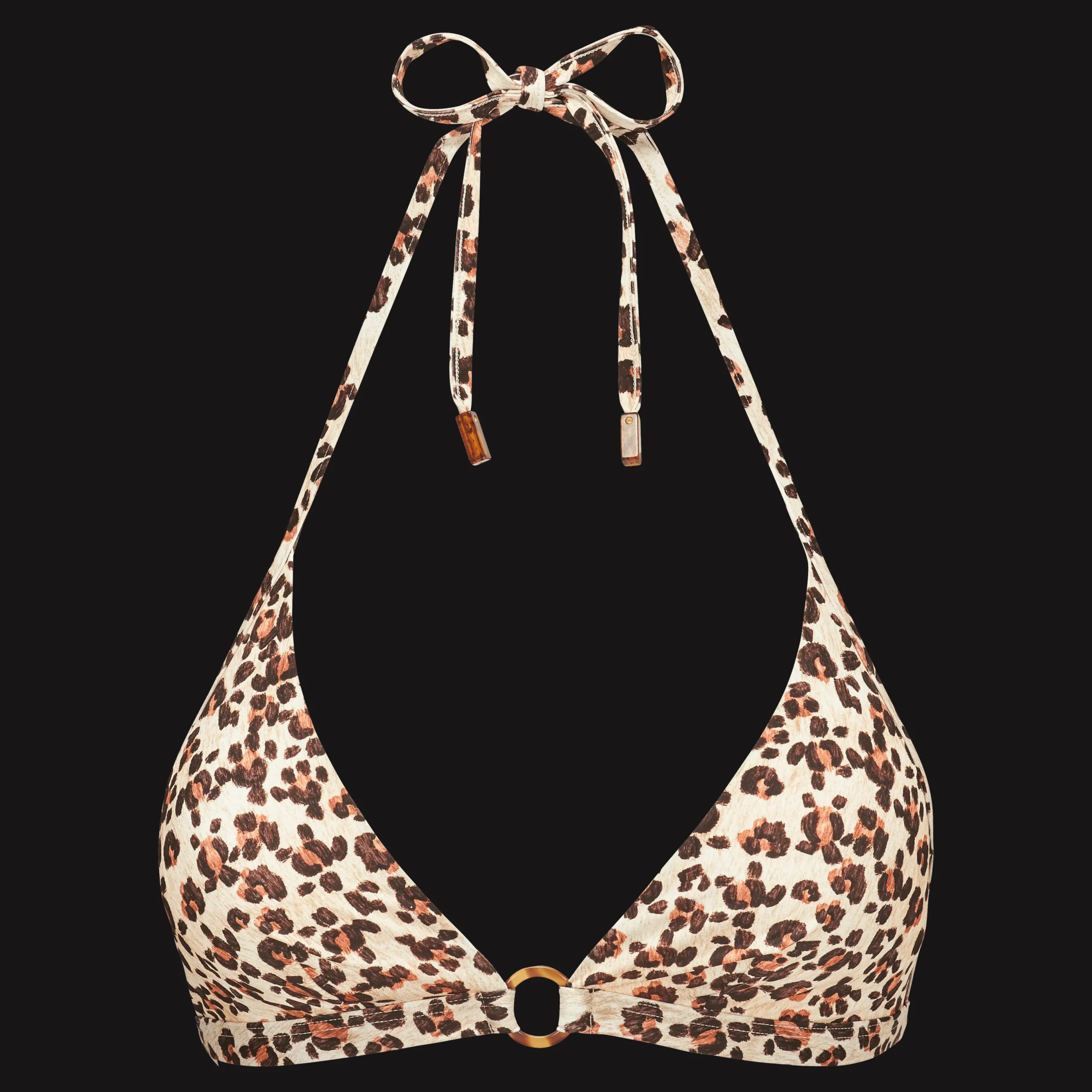 Store Vilebrequin Women Halter Bikini Top Turtles Leopard Straw/Yellow