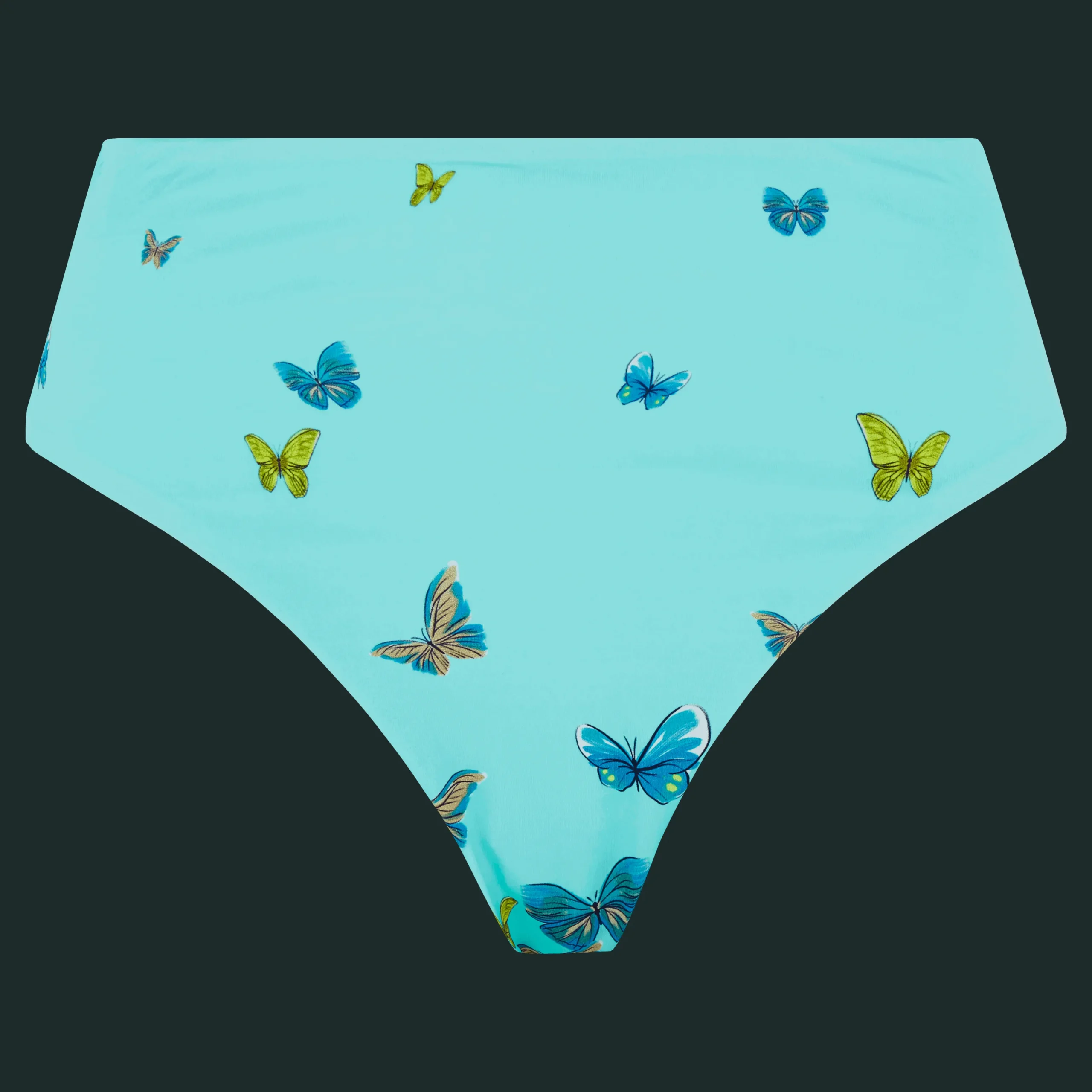 Fashion Vilebrequin Women High-Waisted Bottom Bikini Butterflies Lagoon/Blue