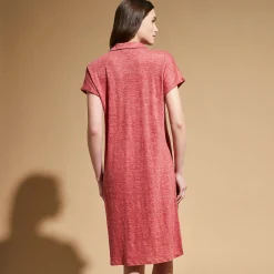 Flash Sale Vilebrequin Women Linen Long Polo Dress Solid China Red/Red