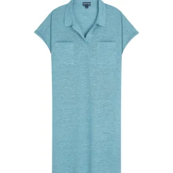 Outlet Vilebrequin Women Linen Long Polo Dress Solid Heather Azure/Blue