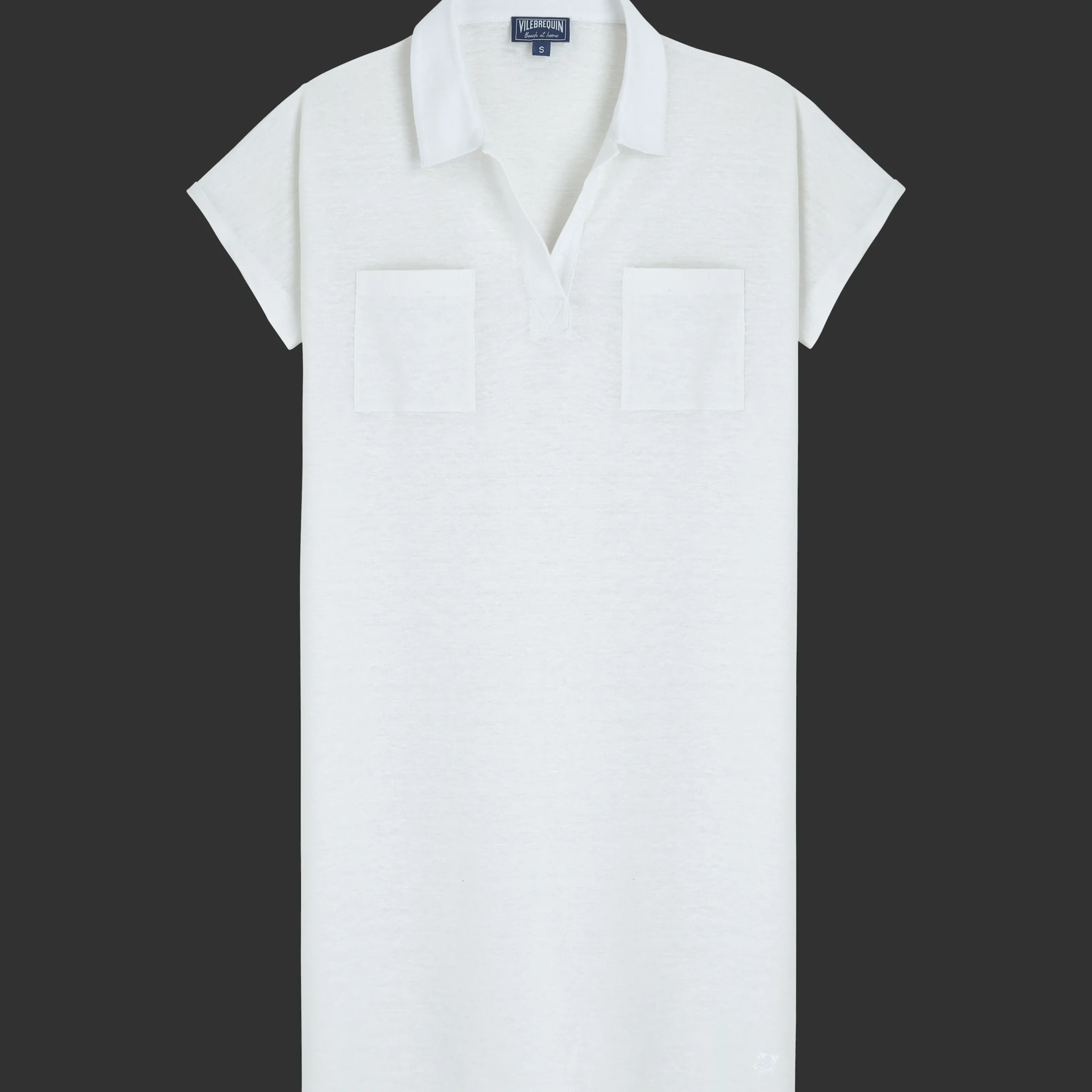 Fashion Vilebrequin Women Linen Long Polo Dress Solid White/White