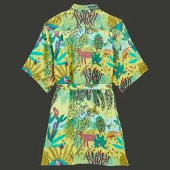 Online Vilebrequin Women Linen Shirt Dress Jungle Rousseau Ginger/Green