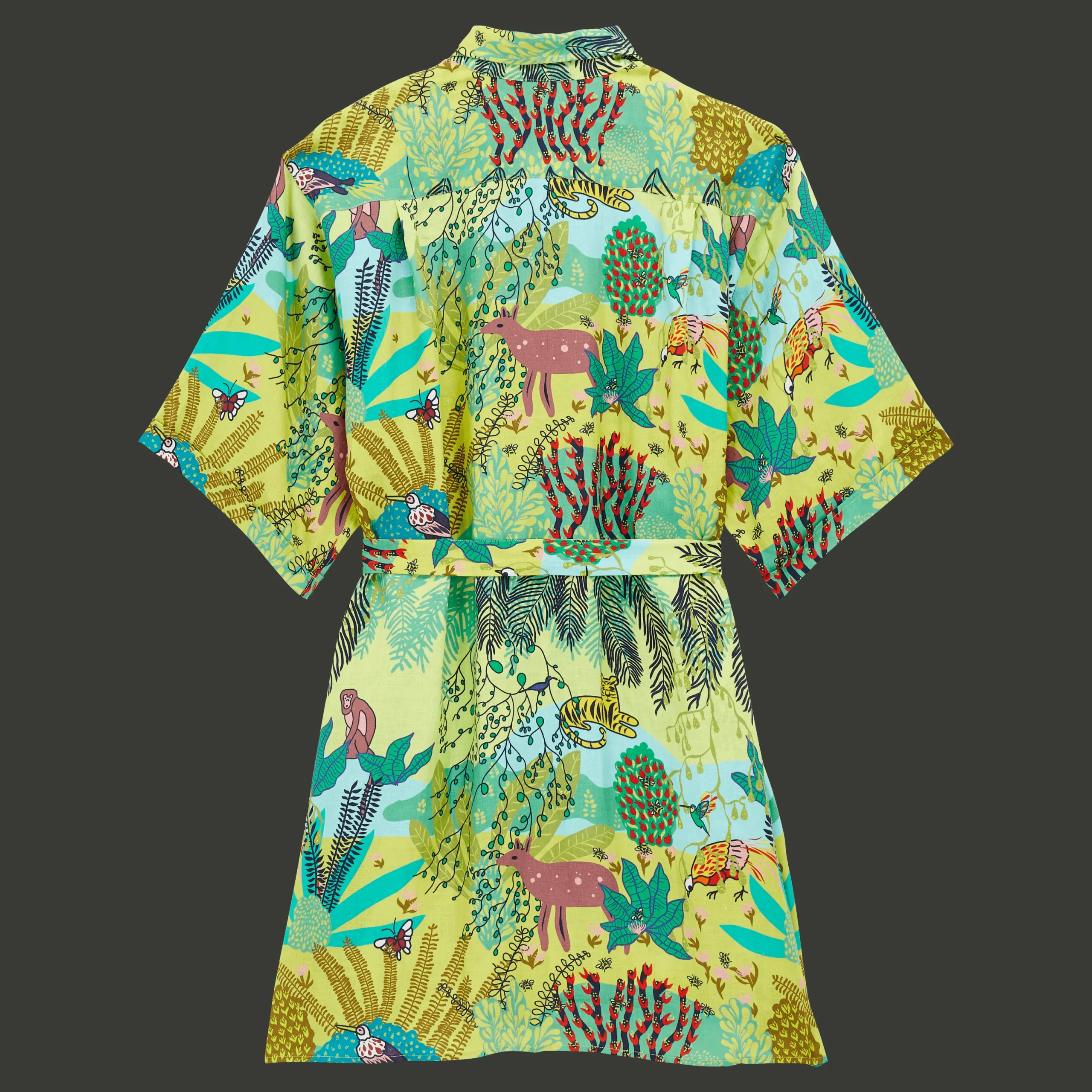 Online Vilebrequin Women Linen Shirt Dress Jungle Rousseau Ginger/Green