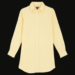 Sale Vilebrequin Women Linen Shirt Dress Solid Straw/Yellow