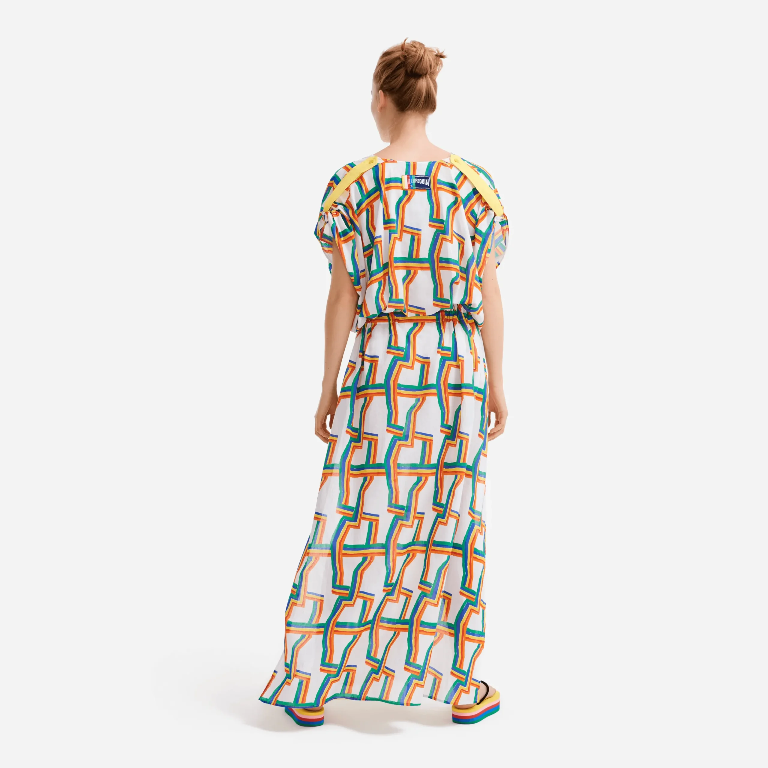 New Vilebrequin Women Long Cover-Up In Cotton Voile Africain - X Jcc+ - Limited Edition White/White