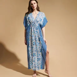 Best Sale Vilebrequin Women Long Kaftan Iris Lace- X Poupette St Barth Azure/Blue